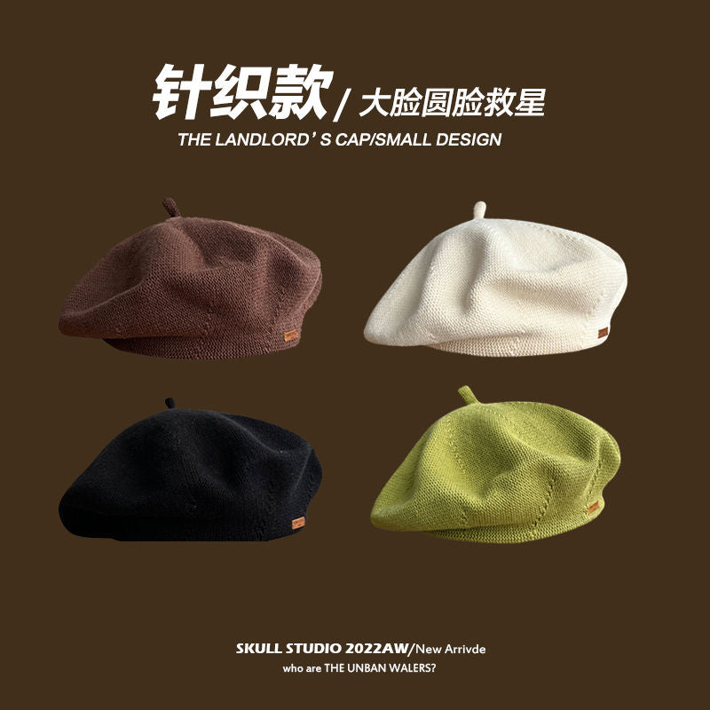 [Over 10,000 sold] Coffee colored beret with a large head circumference and a retro painter hat design sense, niche brown octagonal bud hat in autumn and winter in large size