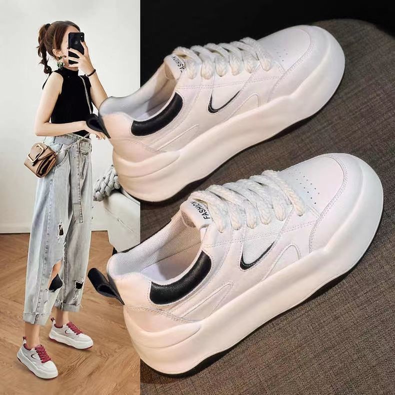 Thick soled small white shoes for women, new Instagram trend casual white board shoes versatile, niche original shoes for women