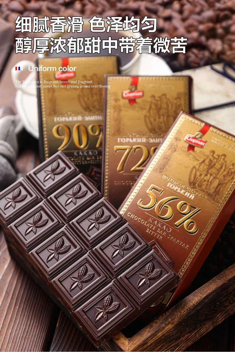 90% 72% 56% original imported Russian dark chocolate with cocoa butter candy, fitness gift, internet famous snacks