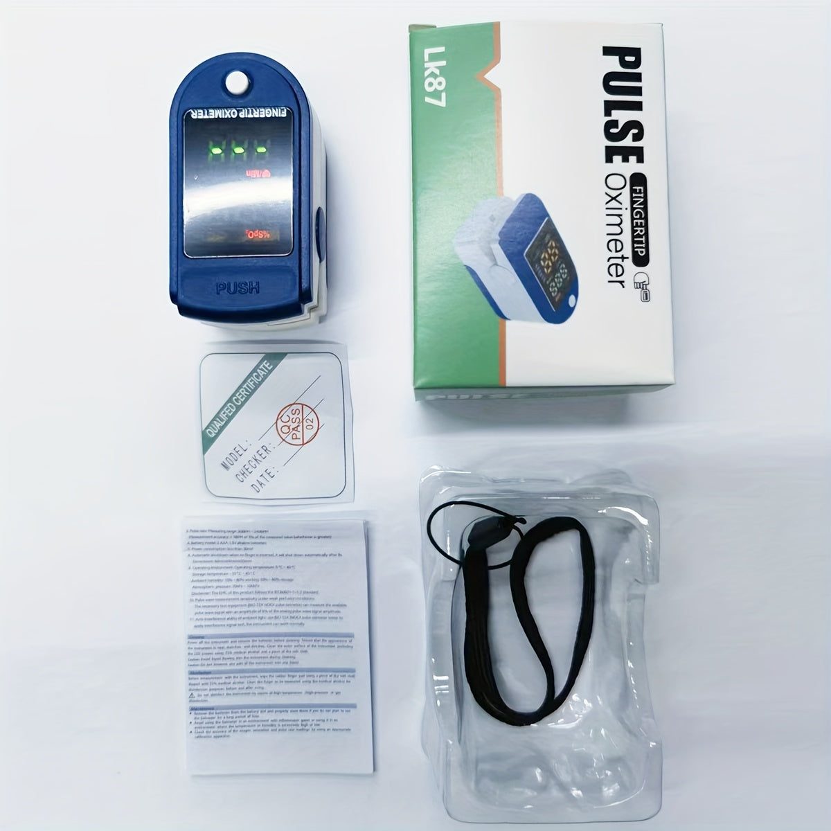 Fingertip Pulse Oximeter, Blood Oxygen Saturation Monitor (SpO2) With Pulse Rate Measurements And Pulse Bar Graph, Portable Digital Reading LED Display, Batteries Not Included