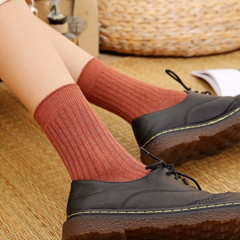 Socks Women's Korean Style Mid-Style Socks Autumn and Winter Style Pile Socks Ins Trendy Versatile Ladies Japanese Stockings