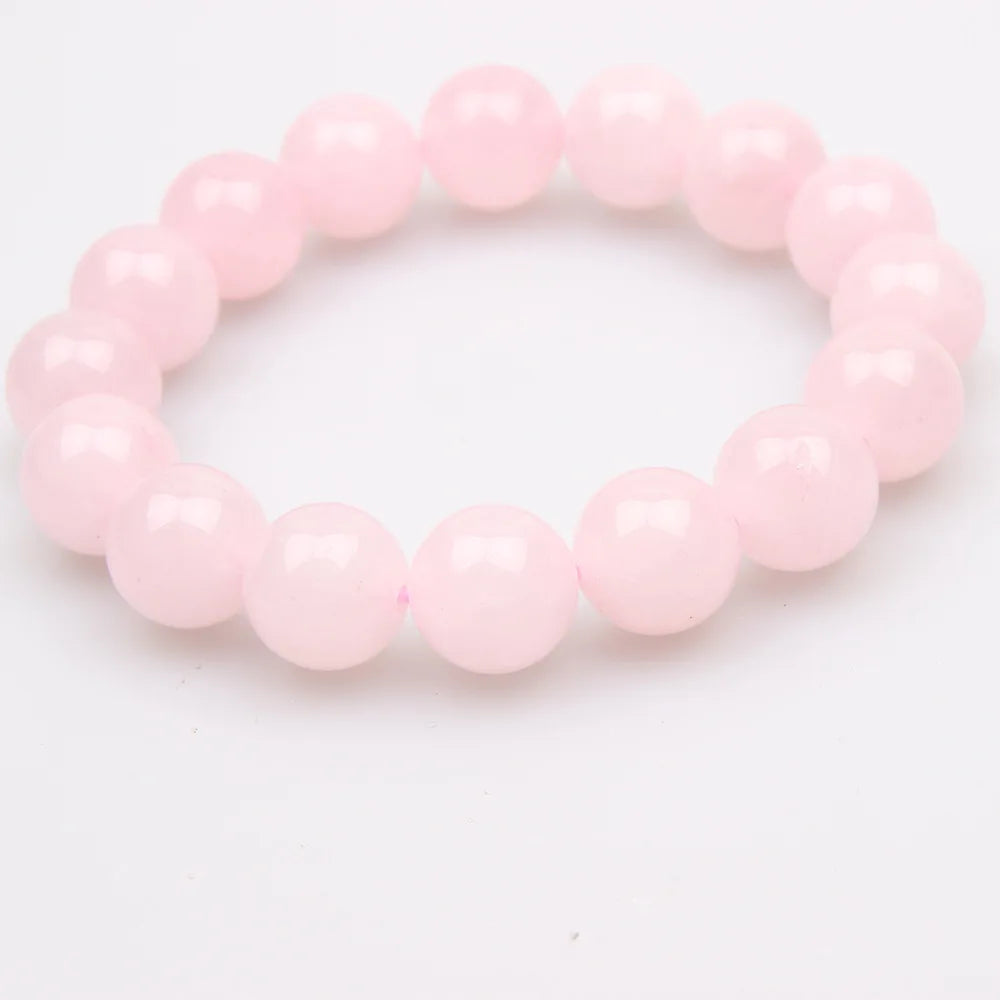 Handmade Stretch Pink Quartz Chakra Crystal Bracelet Natural Stone Beads Bracelet with Elastic Rope Gift for Women 6mm 8mm 14mm